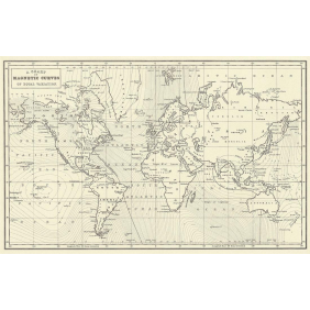 Карта мира с магнитными линиями