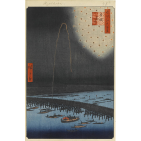 Ando Hiroshige Fireworks by Ryogoku Bridge (1858 г)(1920х3000)