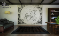 Фотообои «Карта с видом на Северное полушарие, автор Aa, Pieter van der, 1714 год.»