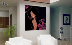 Постер «Чернокожая девушка с яркими цветами»