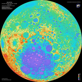 Лунный рельефный график (Южный полюс)