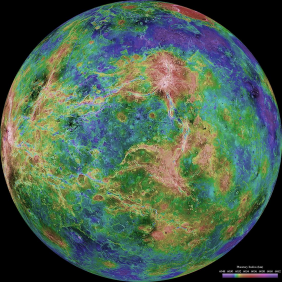 Полусферический вид Венеры с центром на 270 ° восточной долготы