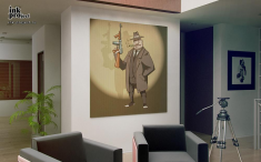 Постер «Гангстер с автоматом в шляпе с сигарой»