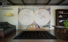 Фотообои «Карта земноводный глобус составленный согласно древним открытиям. (автор Edward Wells, 1700г.)»