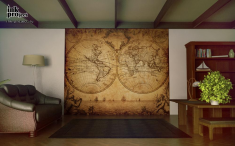 Фотообои «Старинная карта полушарий»
