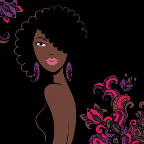 Чернокожая девушка с яркими цветами