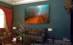Постер «Красивая дорога осенью, картина»