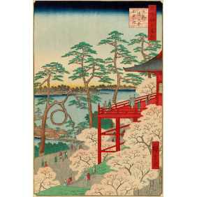 Ando Hiroshige Kiyomizu Hall and Shinobazu Pond at Ueno (1856 г)(1660х2500)