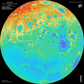 Карта рельефа Луны (северный полюс)