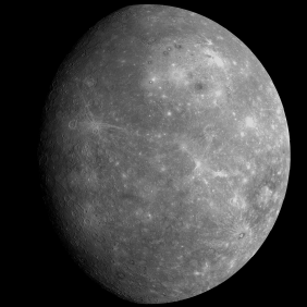 Меркурий (снимок Мессенджера), у правого края в южном полушарии виден кратер Толстой (3000х3000)