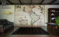 Фотообои «Карта Северной и Южной Америки (1731 год)»