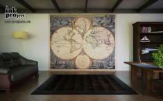 Фотообои «Новый Свет представленный для просмотра на карте (картограф Nicholas Visscher, 1658 г.)»