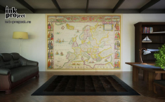 Фотообои «Карта Европы, издана в Амстердаме в 1660 г. описана Guilielmo Blaeuw»