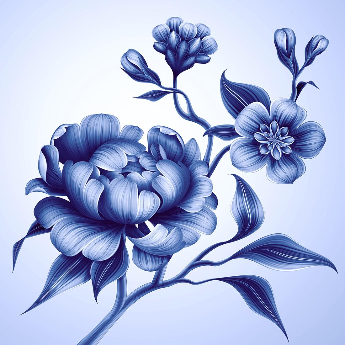 Фотообои «Синие цветы» - цены, размеры