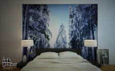 Фотообои «Хвойный лес в снегу»