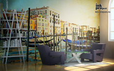 Фотообои «Лодки на канале в Венеции» в интерьере