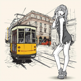 Девушка в ожидании трамвая