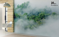 Фотообои «Холмистая тайга в тумане»
