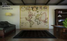 Фотообои «Карта мира, опубликовано в Амстердаме в 1721-1728, авторы Rudolf en Gerard Wetstein»