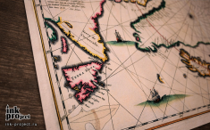 Постер «Карта регионов Арктики (автор: Guiljelmo Blaeu) 1645 г.»
