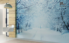 Фотообои «Дорога через зимний лес»