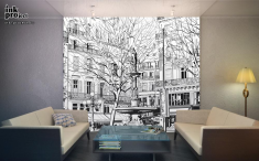 Фотообои на стену «Парижский фонтан» в интерьере