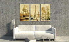 Постеры «Винтажные достропримечательности Парижа» в интерьере